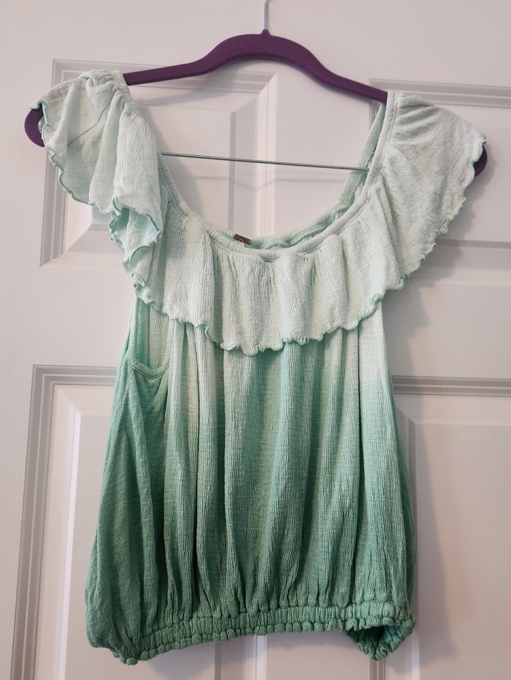 Free People Green Ombré Gauze Top